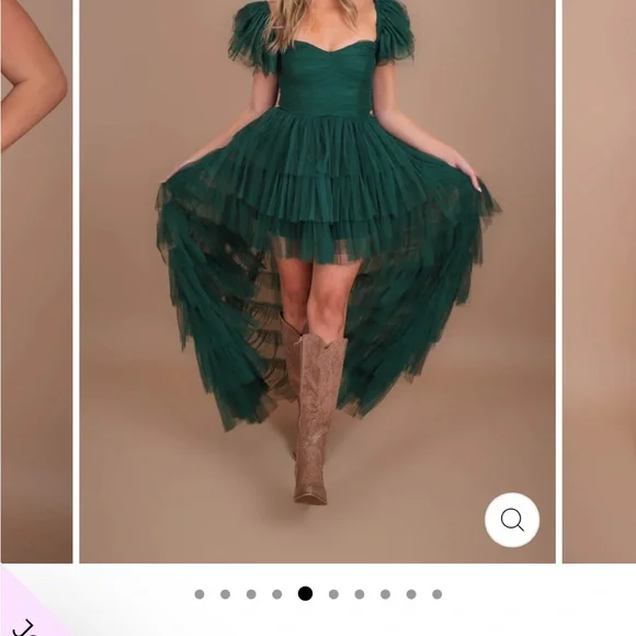 Ruffled Tiered Sage Dress - Picture 3 of 11